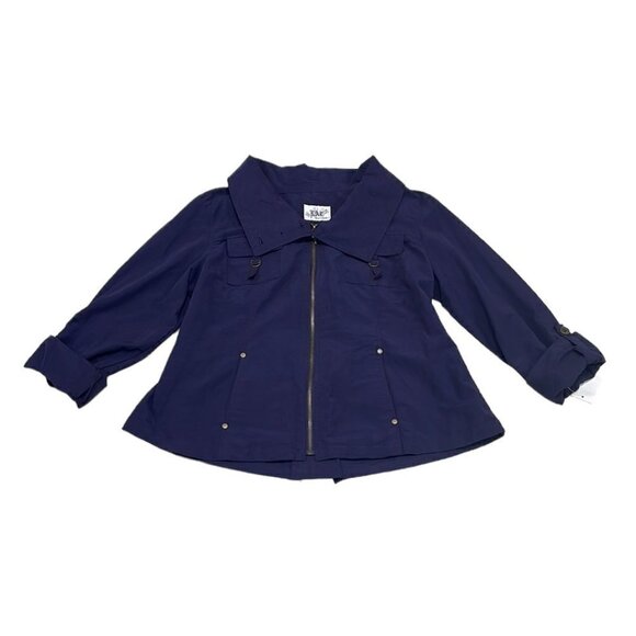 Live a Little Fisherman's Utility Jacket NWT Rolled Sleeves Zip Collar Purple XL - Picture 4 of 17